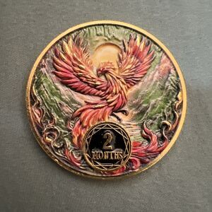 AA Sobriety Two 2 Month Phoenix Rising Coin Chip Sober Anniversary